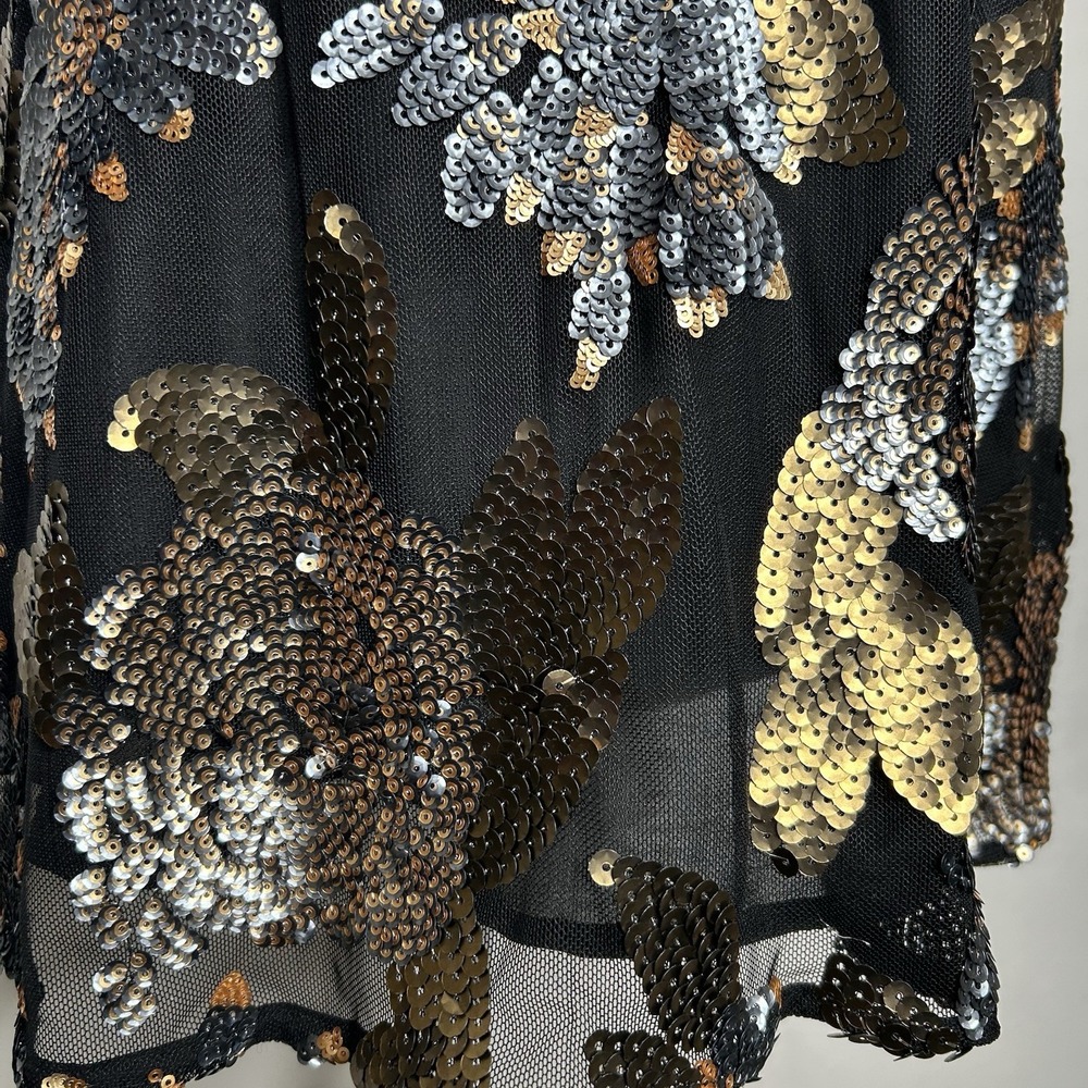 BB Dakota Black Sequin Floral Cami Top M Sheer Fairy Grunge Indie Sleaze Tank - Picture 7 of 12